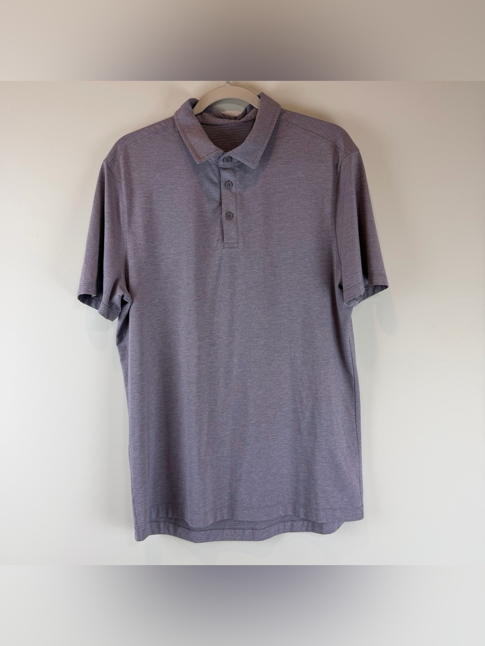Lululemon Men’s Light Purple 3 Button Collar Preppy Casual Polo Shirt Size Large